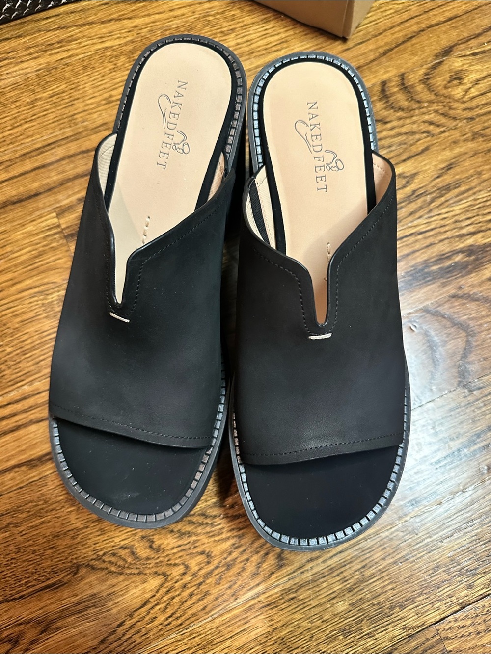 Naked Feet Black Slip-On Open-Toe Mules